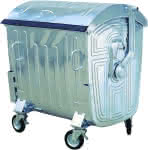Großmüllcontainer 1100l,verzinkter Stahl,mit 4 Lenkrollen D200mm - B1370xT1010xH1420mm