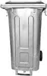 Großmülltonne 240l,verzinkter Stahl, Rollen,D200mm, Ölablassstuzen - B600xT740xH1060mm