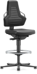 Bimos Arbeitsstuhl,Nexxit 3 Griff grau,Sitzhöhe 570-820 mm - Skintec schwarz,Fußring