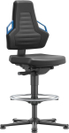 Bimos Arbeitsstuhl,Nexxit 3 Griff blau,Sitzhöhe 570-820 mm - Skintec schwarz,Fußring