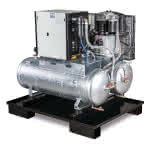 Aircraft AIRPROFI DUO 703/2x100/10 K Stationärer,Kolbenkompressor mit 2x 100,Liter-Druckluftbehältern und Kältetrockner
