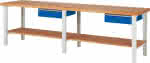 RAU. Werkbank 7001A7 höh-,env. Buchepl. 40mm RAL70-,35/5010 2x Schub 1x Abla-