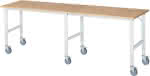 RAU. Arbeitstisch Tom,RAL7035 höhenverstellbar,fahrbar Buche-Platte 25mm