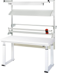 RAU. Werktisch höhenv,elek RAL7035 Trag 600kg,B2000xT900xH740-1140mm m.