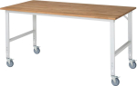 RAU. Arbeitstisch Tom,RAL7035 höhenverstellbar,fahrbar Buche-Platte 25mm