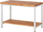 RAU. Werkbank 8000-7 höh-,enverst Buche-massiv 40mm,Ablageb. Buche RAL7035 B-