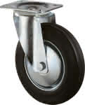 Lenkrolle 125mm Platte,Gummi schw.